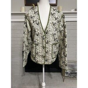 Disney Bambi Quilted Jacket Floral Flower 1x Green Deer Thumper Rabbit